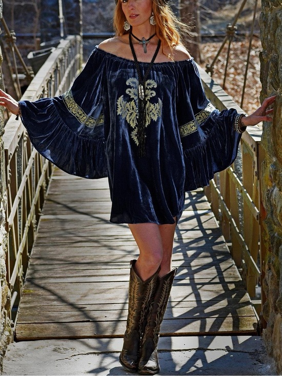 Tasha Polizzi Dresses & Skirts - TASHA POLIZZI VELVET BOHEMIAN DRESS